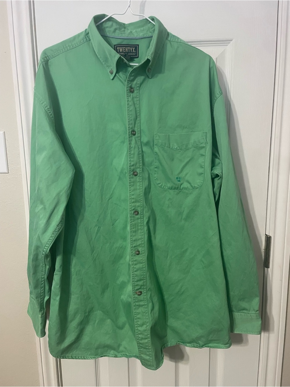 TwentyX Men's Light Green Button-Down Casual Shirt